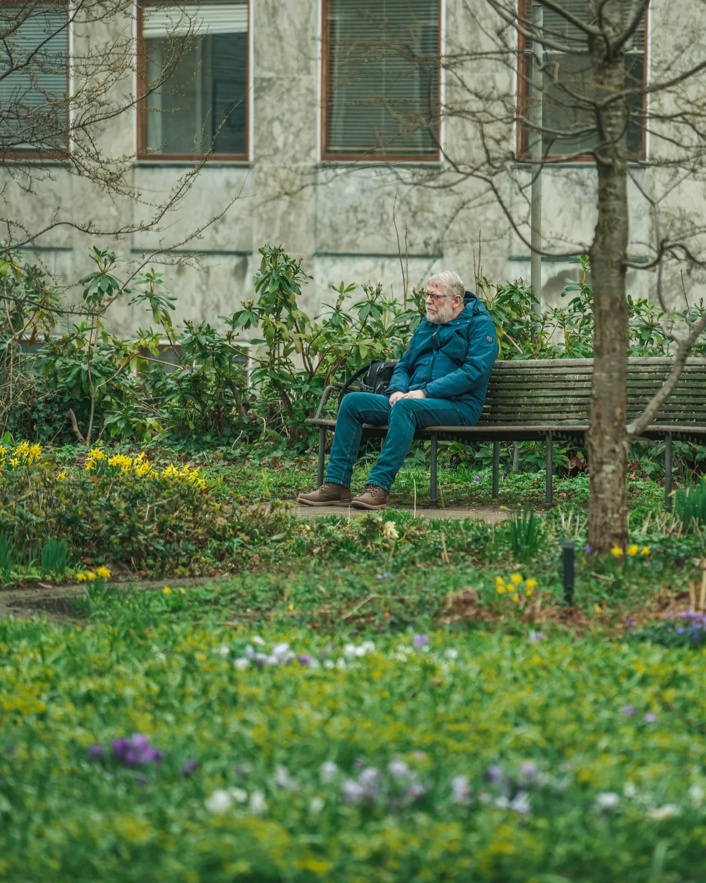 Fotografi af Mads Dyg: Ældre mand på bænk i parken