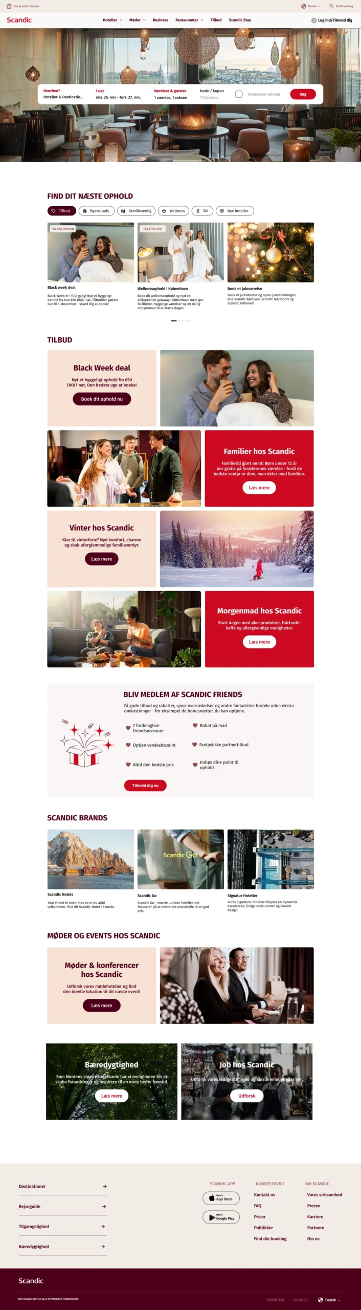 Redesign af Scandic Hotels' forside